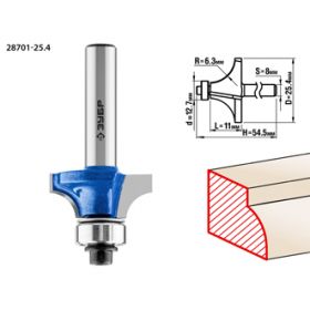 Фреза кромочная калевочная No1, D= 25,4мм, рабочая длина-11мм, радиус-6,3мм,хв.-8мм, d-12,7мм, ЗУБР