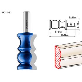 Фреза кромочная фигурная No8, D= 32мм, рабочая длина-57,2мм, хв.-12 мм, ЗУБР Профессионал
