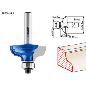 Фреза кромочная калевочная No5, D= 34,9мм, рабочая длина-14,5мм, радиус-4,8мм,хв.-8мм, d-12,7мм, ЗУБ